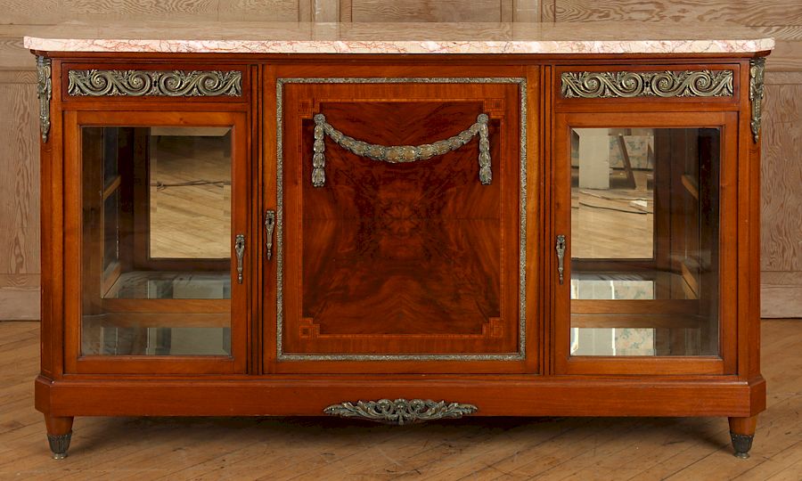 Appraisal: NEOCLASSICAL STYLE SIDEBOARD CURIO CABINET SIDES A Neoclassical style French