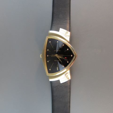 Appraisal: Hamilton Ventura k Gold Man's Wristwatch scarce vintage electric triangular