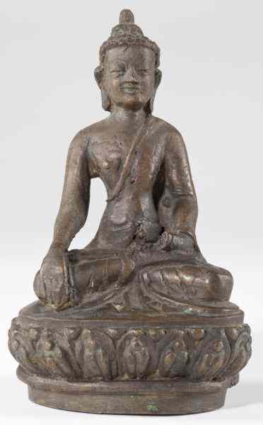 Appraisal: Tibetan Bronze Buddhaseated in dhyanasana on a lotus base in