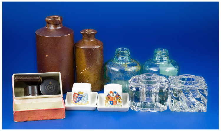 Appraisal: Mixed lot of Interesting Items comprising Two stoneware ink bottles