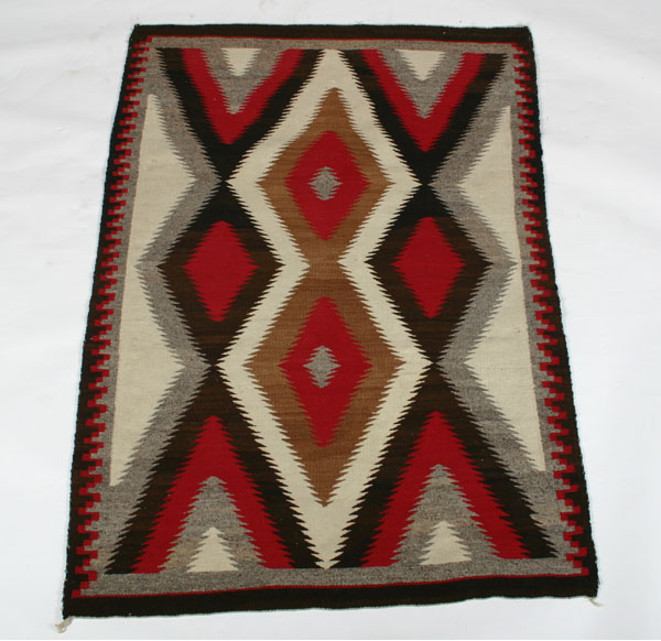 Appraisal: Navajo saddle blanket rug diamond geometrics x Very good condition