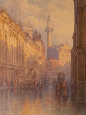 Appraisal: Edgar Thomas Wood - London Street Scene signed watercolour cm