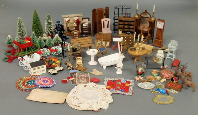 Appraisal: Large grouping of dollhouse furniture and accessories c