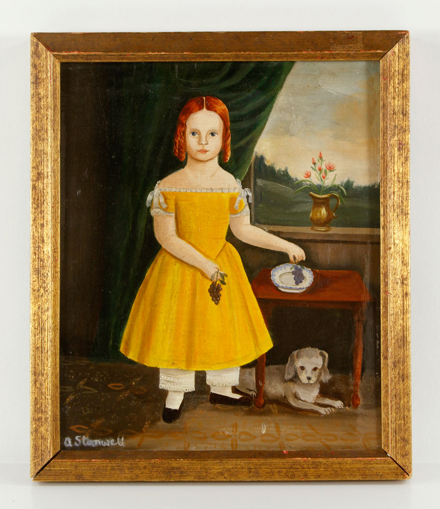 Appraisal: - Stanwell Portrait of Girl and Dog O P A