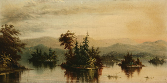 Appraisal: American School th Century A Mountain Lake Vista Unsigned Oil