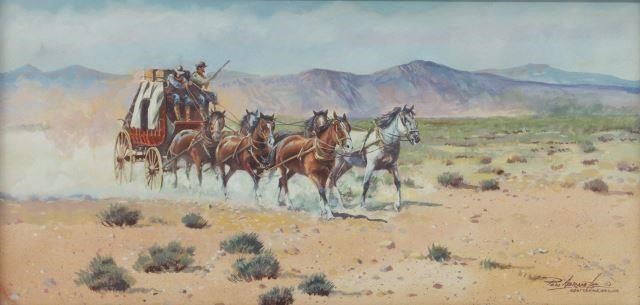 Appraisal: Framed watercolor and gouache painting on paper The Stagecoach signed