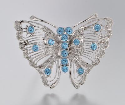 Appraisal: A Ladies' Topaz and Diamond Butterfly Brooch k white gold