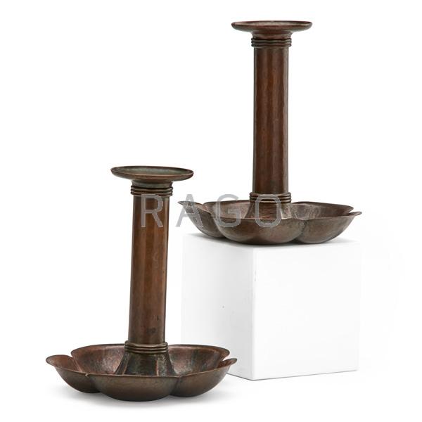 Appraisal: FRANS GYLLENBERG Candlesticks Condition Report Original patina and original bobeches