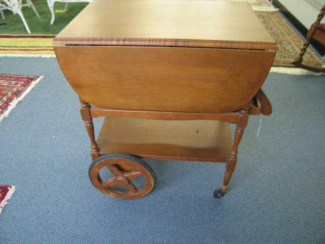 Appraisal: Pine Tea Cart drop sides lower tray shelf