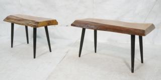 Appraisal: Pr Studio Woodworker Tree Slab Benches Seats Tabl Pr Studio