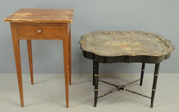 Appraisal: - Victorian lacquerware tray on a stand of a later