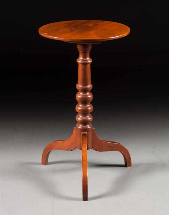 Appraisal: Late Federal turned mahogany tilt-top candlestand in H in Diam