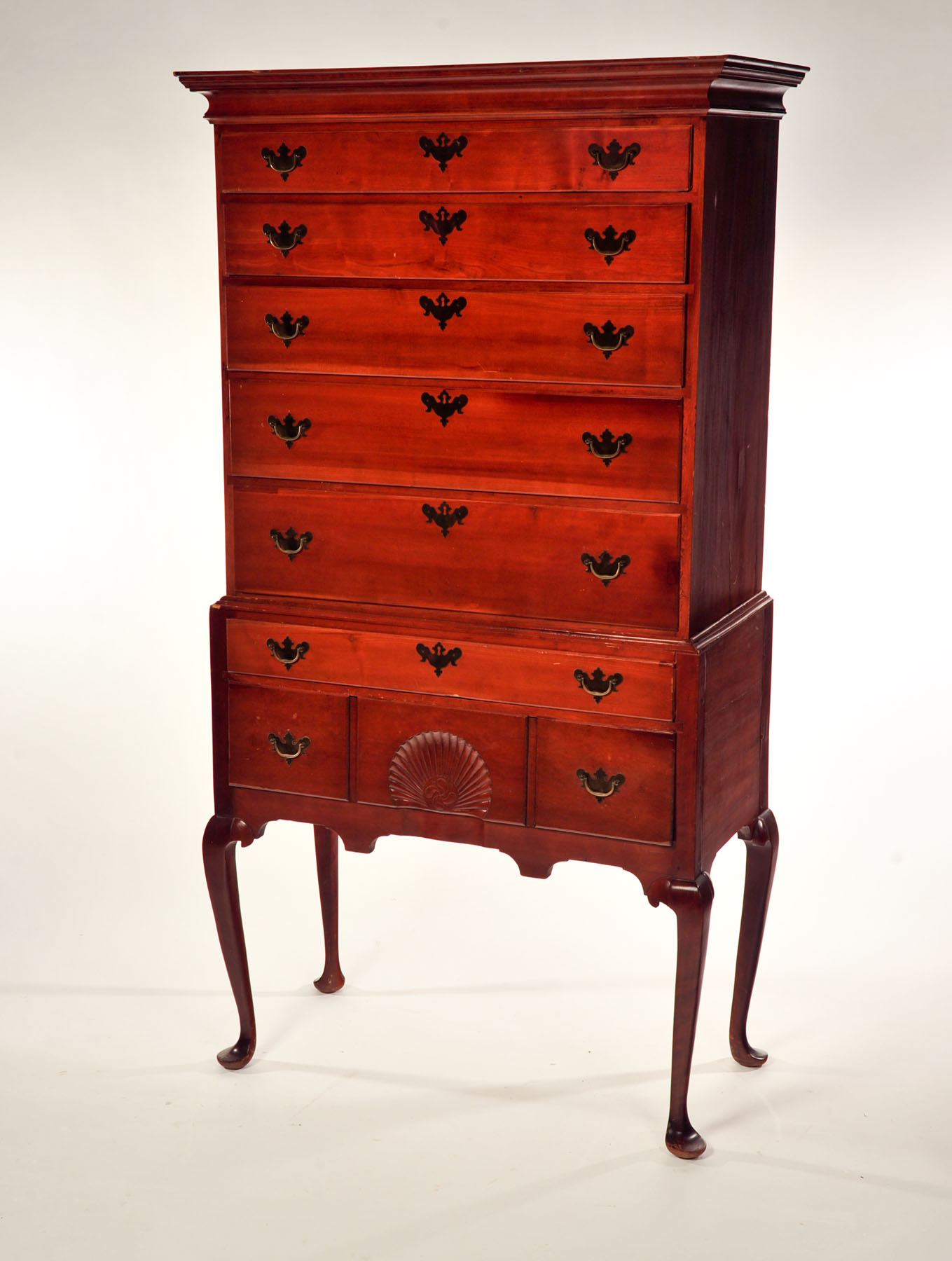 Appraisal: QUEEN ANNE HIGH CHEST OF DRAWERS American mid th century