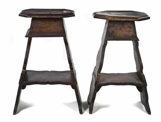 Appraisal: A Pair of Renaissance Revival Pedestal Tables having elongated rectangular