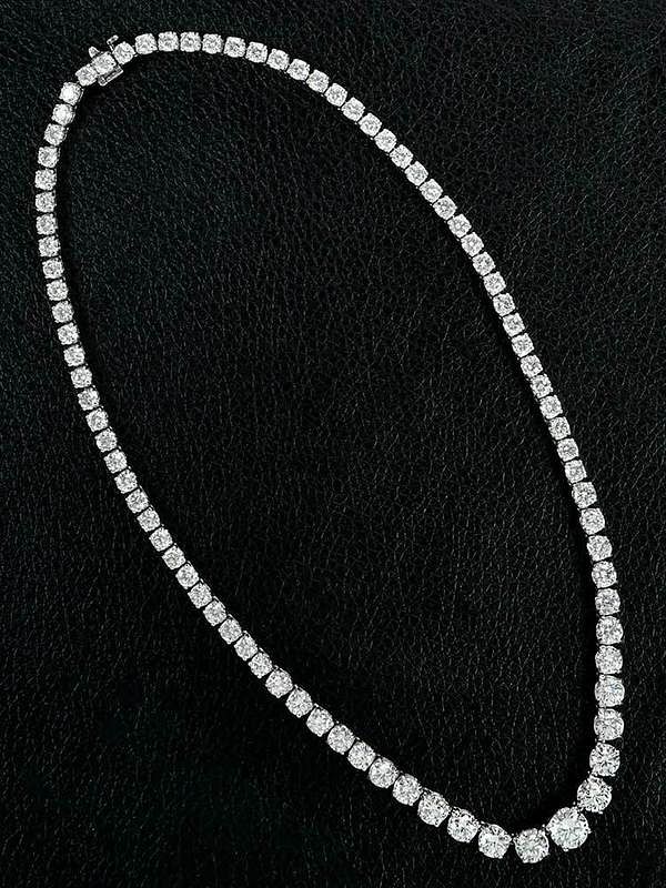 Appraisal: Platinum ct Diamond Riviere Necklace center round brilliant diamond estimated