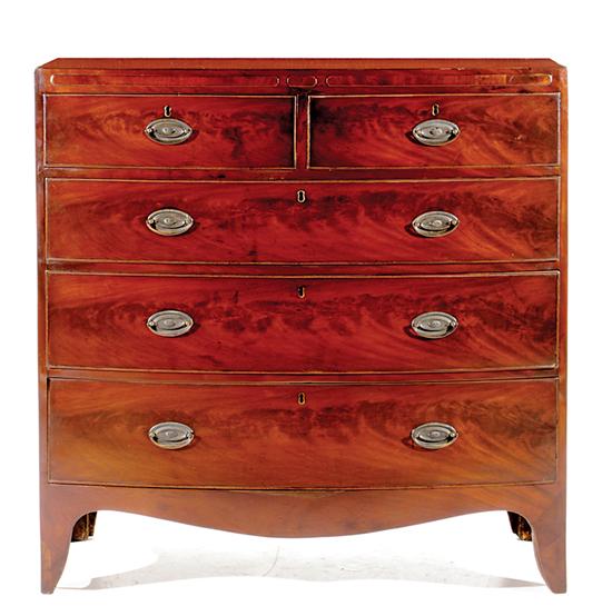 Appraisal: George III style mahogany bowfront chest of drawers late th