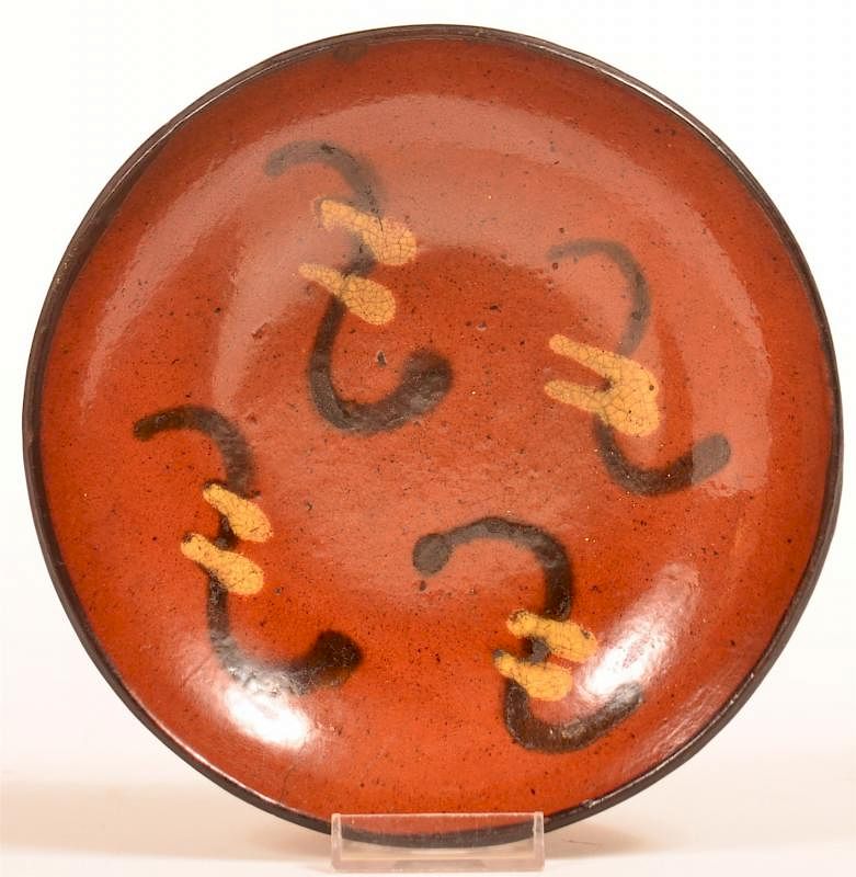 Appraisal: Willoughby Smith Womelsdorf Redware Plate Willoughby Smith Womelsdorf PA Redware