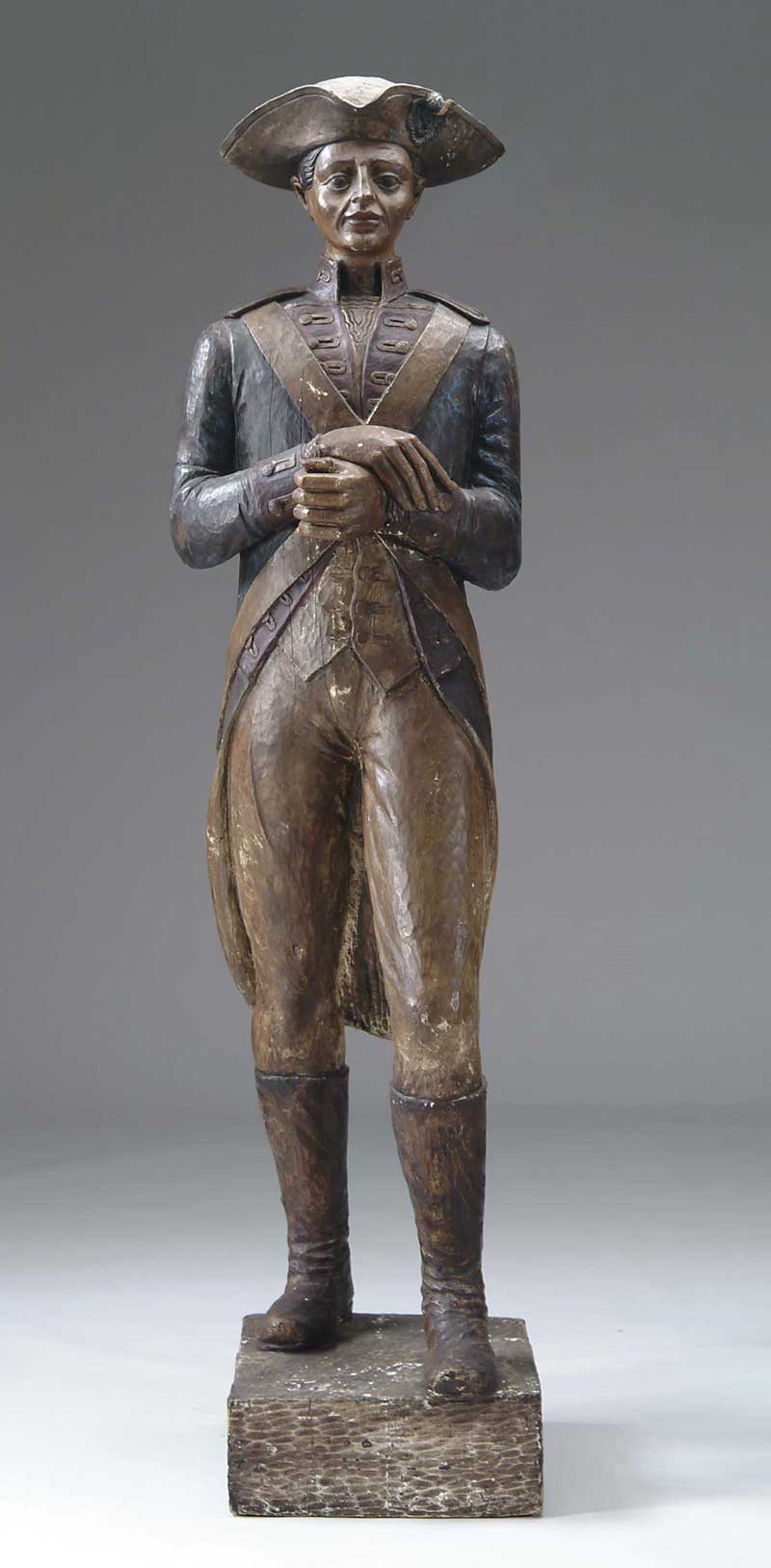 Appraisal: CARVED AND PAINTED WOOD FIGURE OF A SOLDIER The soldier