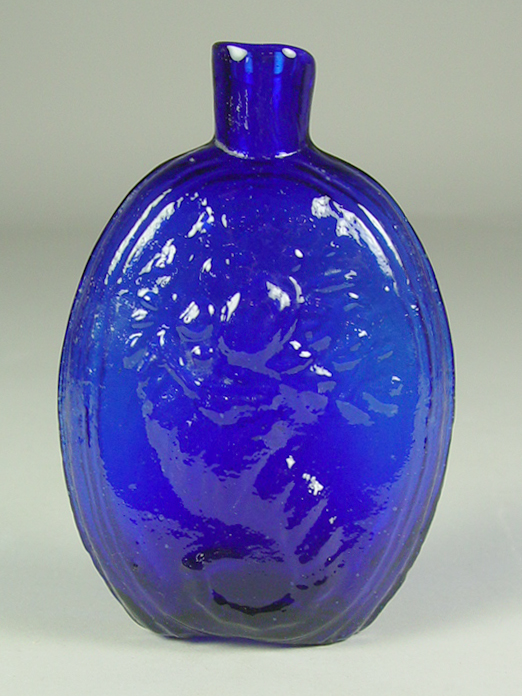 Appraisal: Eagle Cornucopia Flask Mid th Century Deep cobalt blue color