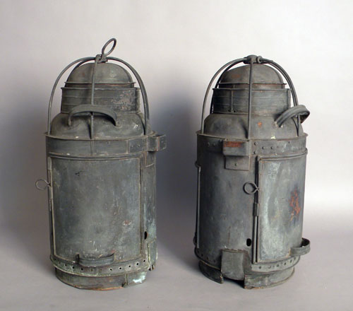 Appraisal: Pair of Russell Watson ship lights th c h