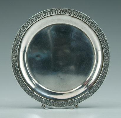 Appraisal: Hayden Gregg coin silver plate round with applied die-rolled border