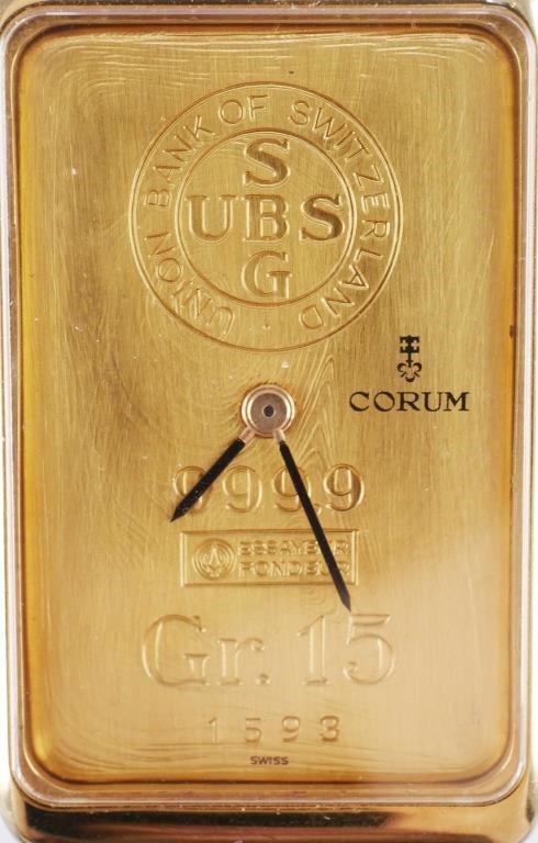 Appraisal: Corum K and K yellow gold Gr ingot quartz watch