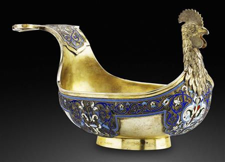 Appraisal: A Russian silver-gilt and cloisonn enamel kovsch Grachev Brothers St