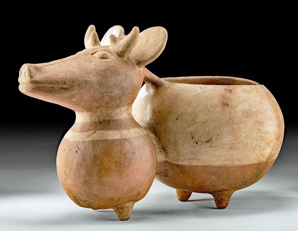 Appraisal: Chancay Pottery Double Vessel w Deer Pre-Columbian Central Coast Peru