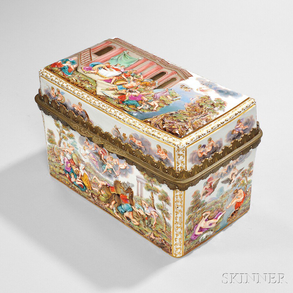 Appraisal: Meissen Capo di Monte-style Porcelain Box Germany second half th