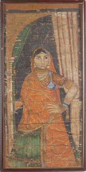 Appraisal: Indian th century Tempera Paintingdepicting jeweled courtesan wearing a sari