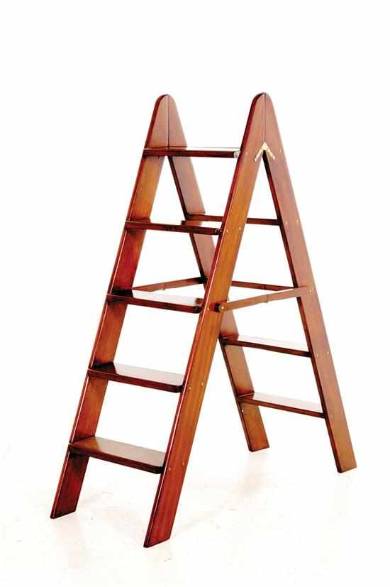 Appraisal: Mahogany folding library steps ladder-form library steps hinged at top