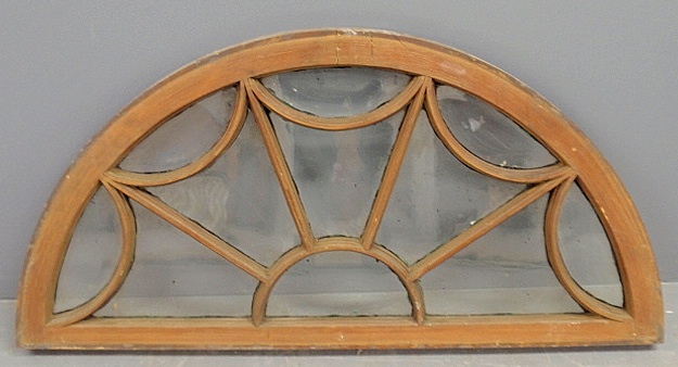 Appraisal: - Architectural half-round mullioned glass window late th c h