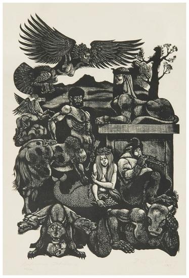 Appraisal: Fritz Eichenberg - Beastium Fabulosium Wood-engraving signed in pencil numbered