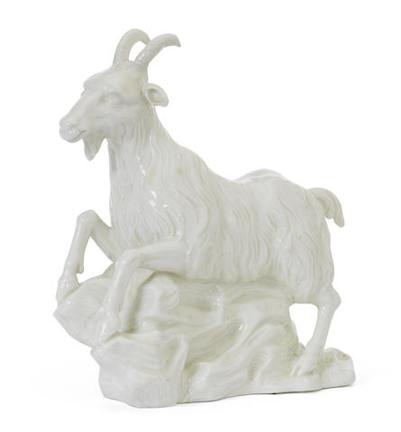 Appraisal: A Saint-Cloud white figure of a goat circa - Naturalistically