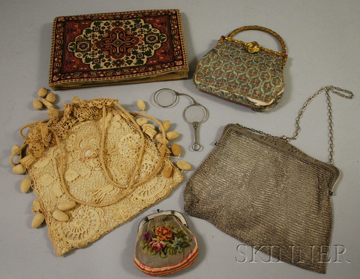 Appraisal: Group of Victorian Lady's Items three embroidered purses a crocheted