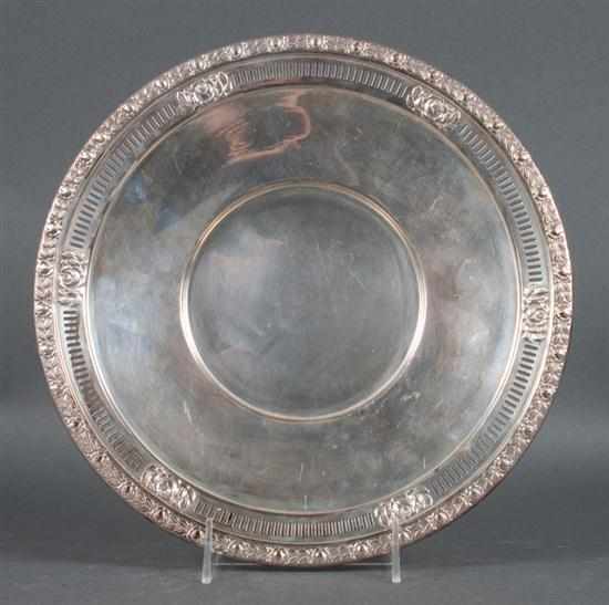 Appraisal: American reticulated sterling silver tray in the ''Royal Rose'' pattern