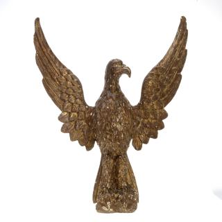 Appraisal: Impressive American carved giltwood eagle Impressive American carved giltwood eagle