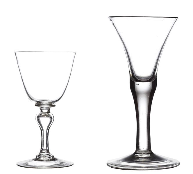 Appraisal: TWO EARLY TH CENTURY WINE GLASSES one circa with drawn