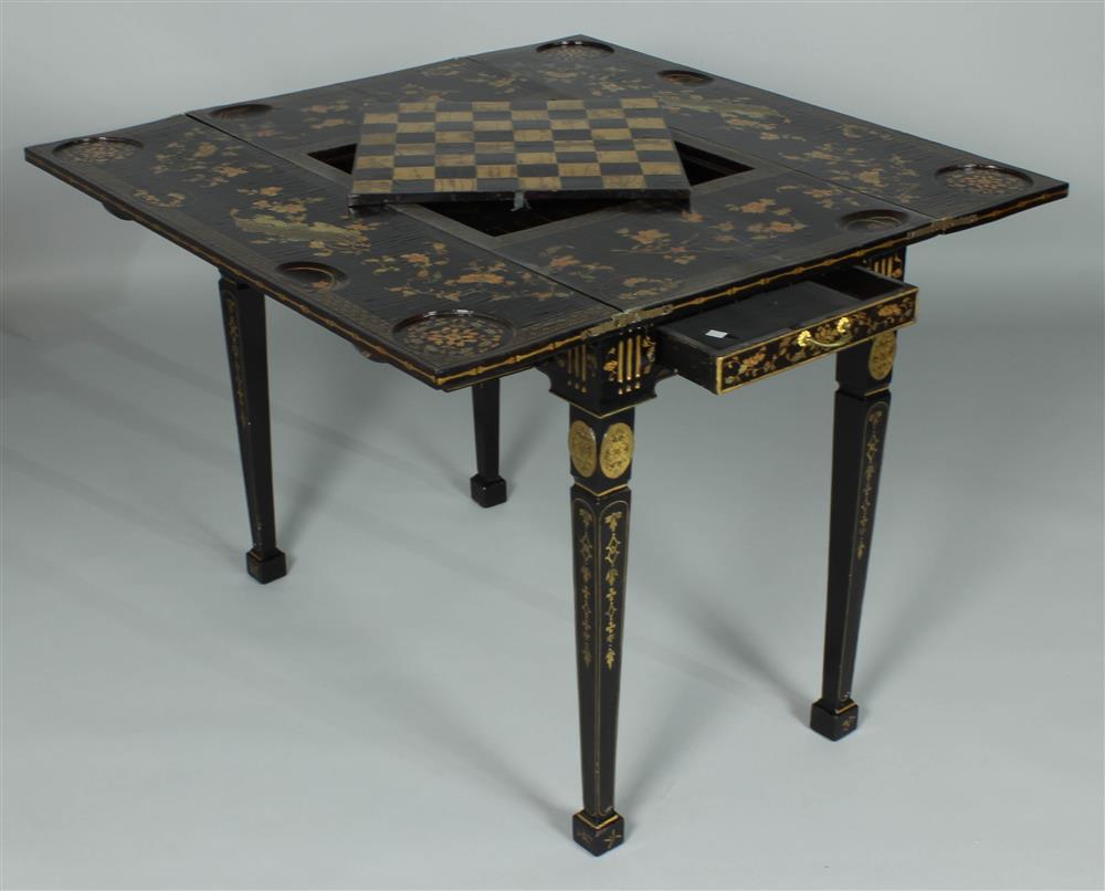 Appraisal: CHINESE EXPORT LACQUERED GAMING TABLE CIRCA in the neoclassical style