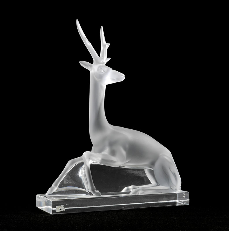 Appraisal: LALIQUE FROSTED AND CLEAR CRYSTAL STAG FIGURE Figure of a