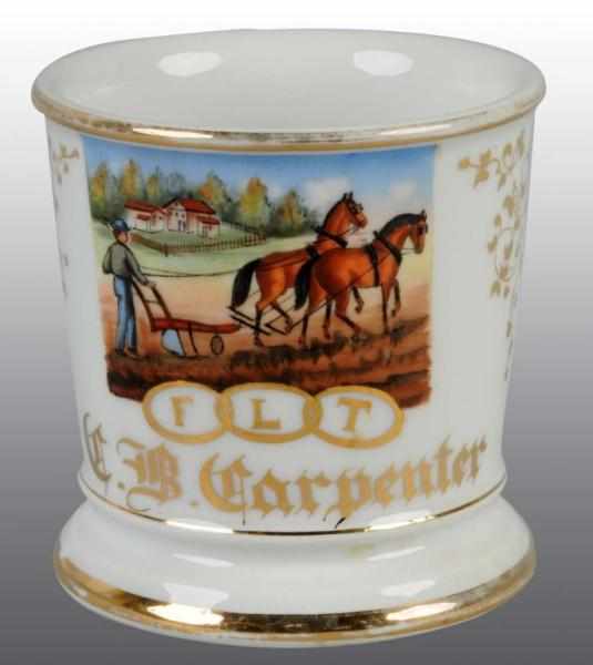 Appraisal: Farmer Occupational Shaving Mug Description V D porcelain mug shows