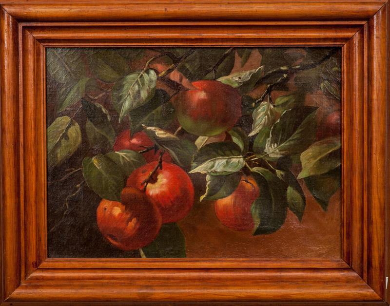 Appraisal: American School Apples Oil on canvas unsigned x in x