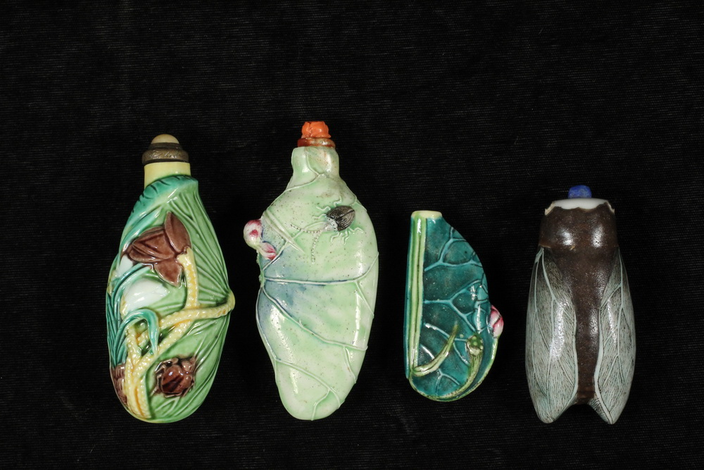 Appraisal: A GROUP OF MOLDED PORCELAIN SNUFF BOTTLES - Including An