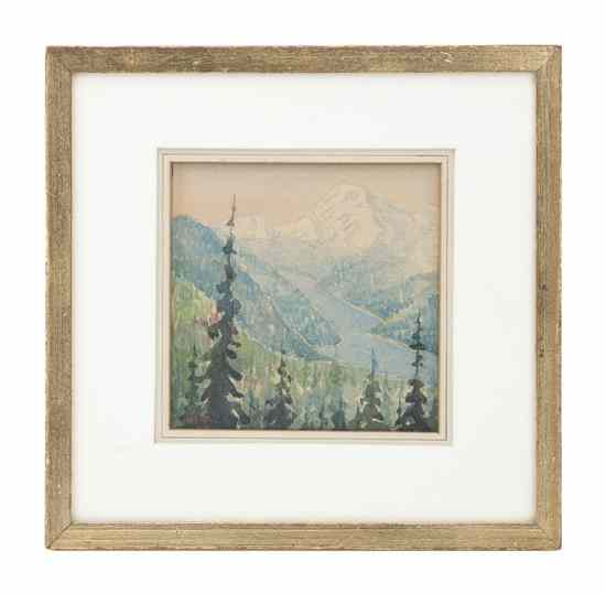 Appraisal: Artist Unknown th century Mountain Sunrise watercolor initialed H F