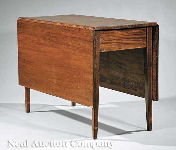 Appraisal: A Federal Inlaid Walnut Drop-Leaf Dining Table late th c