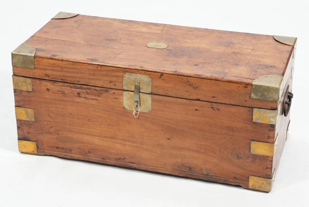 Appraisal: BRASS-BOUND CAMPHORWOOD TRUNK TH CENTURY HEIGHT WIDTH DEPTH BRASS-BOUND CAMPHORWOOD