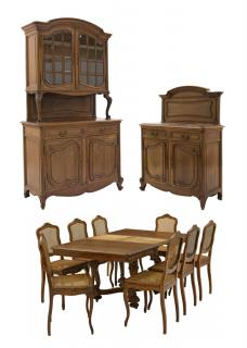 Appraisal: A FRENCH PROVINCIAL CARVED OAK AND WALNUT DINING ROOM SET