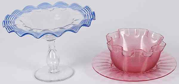 Appraisal: Steuben Glass Compote and Bowl American a pedestal clear glass