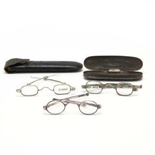 Appraisal: Three Pair of Antique Eyeglasses th century two are coin