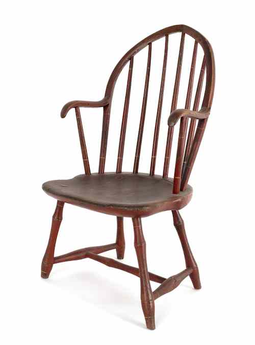 Appraisal: Pennsylvania child's sackback Windsor chair ca retaining an old red